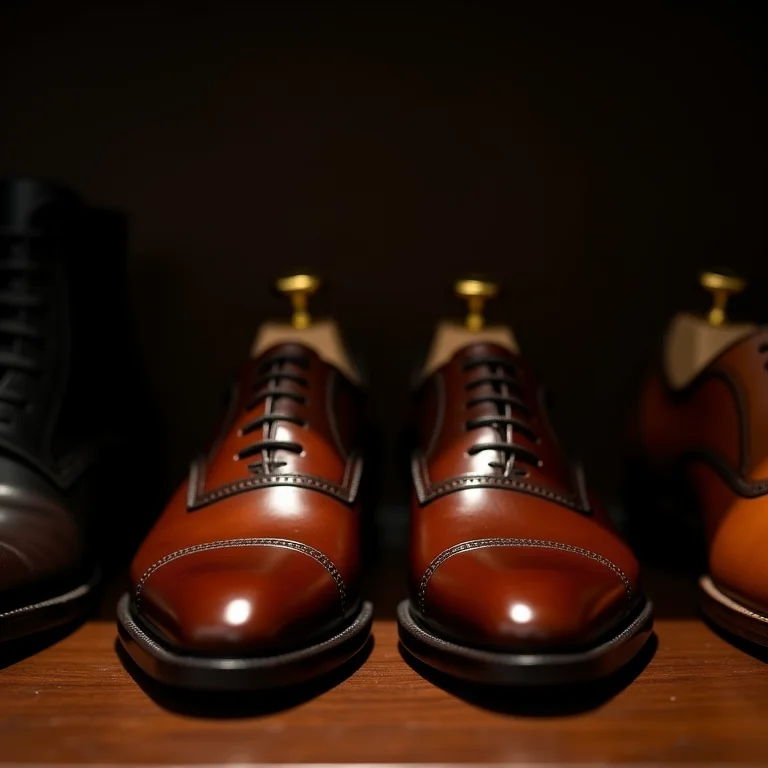 Sapatos de couro exótico armazenados corretamente em closet