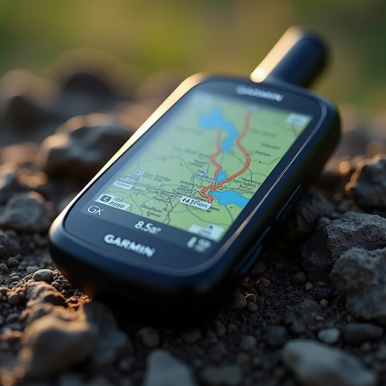 Tela de GPS Garmin mostrando mapas topográficos detalhados