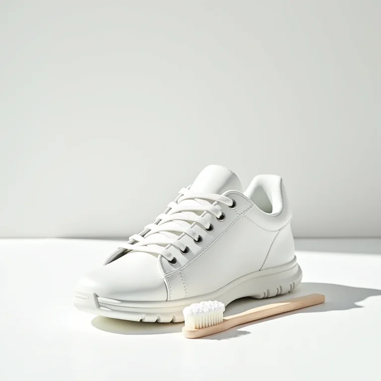 Tênis de borracha branco sendo limpo com bicarbonato