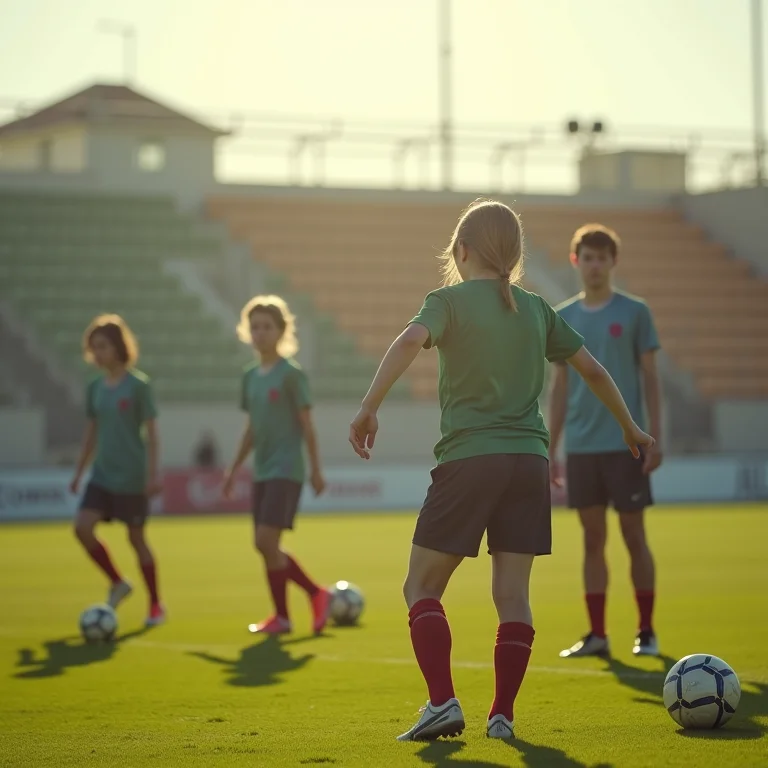 Time de futebol de cegos em campo.