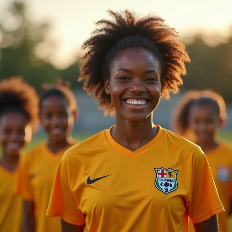 Treinadora negra de cabelo cacheado explicando o conceito de bobinho para jovens jogadores.