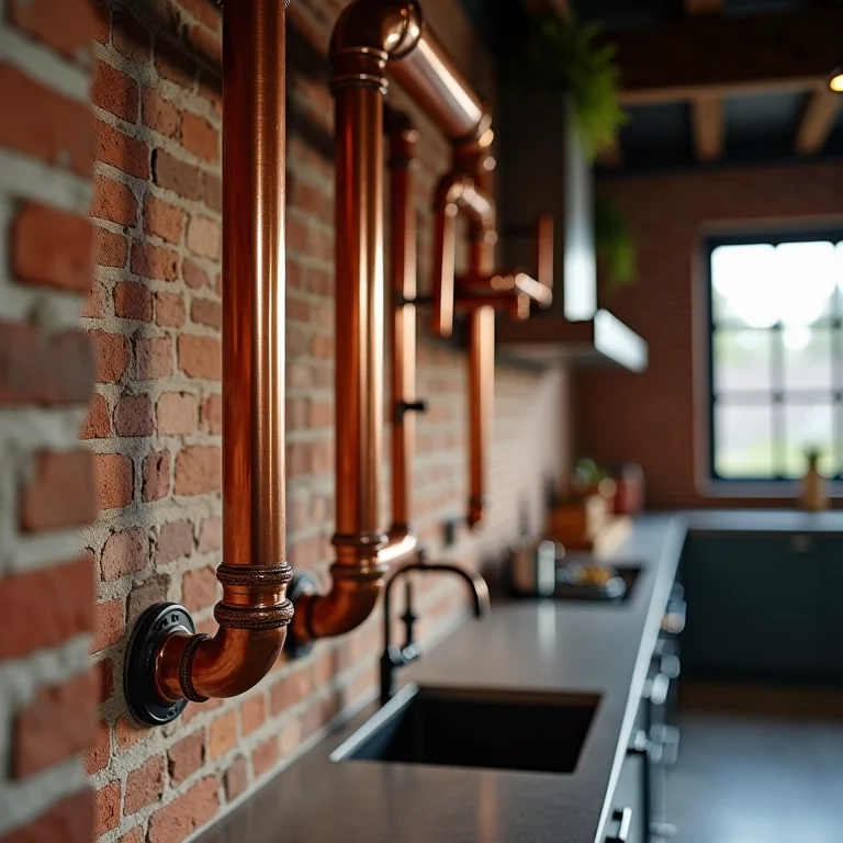 Tubulações aparentes em cozinha industrial