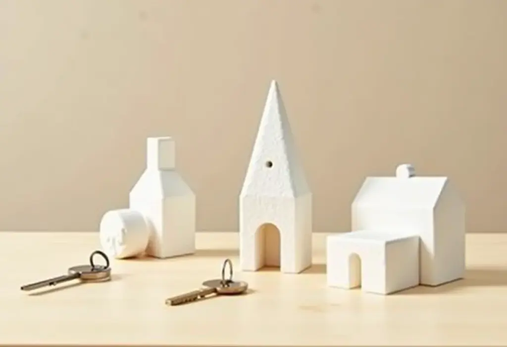 Vários porta chaves de isopor decorados.