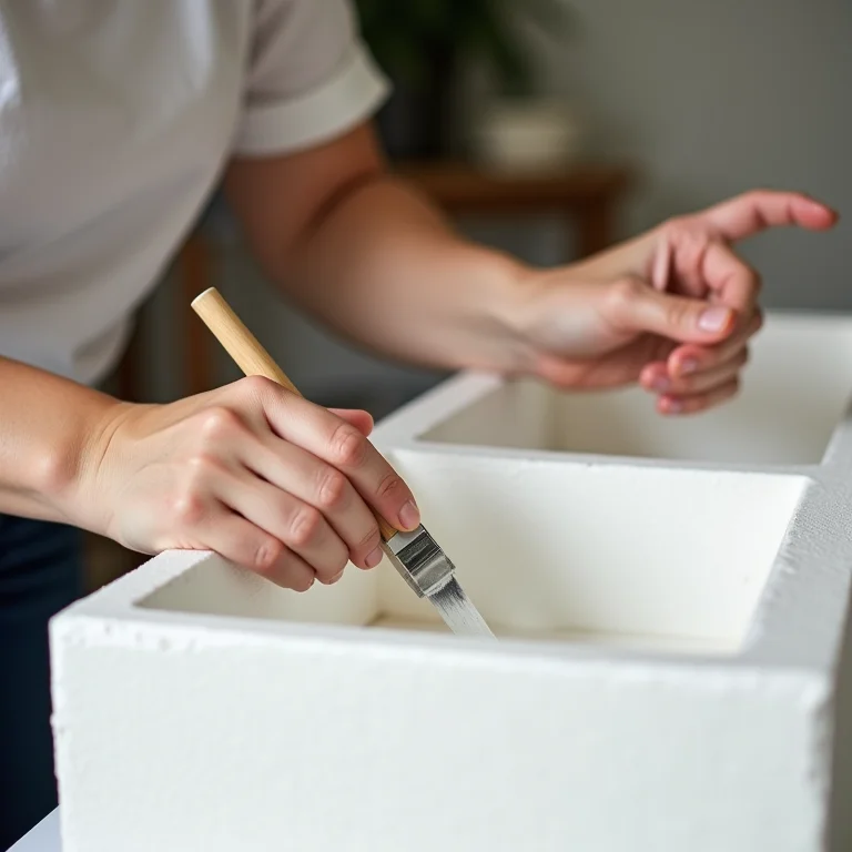 Acabamento do organizador de maquiagem de isopor DIY