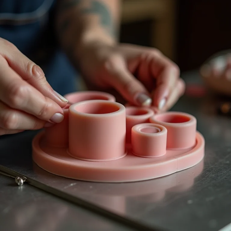 Acabamento e personalização de um organizador de maquiagem de silicone DIY.