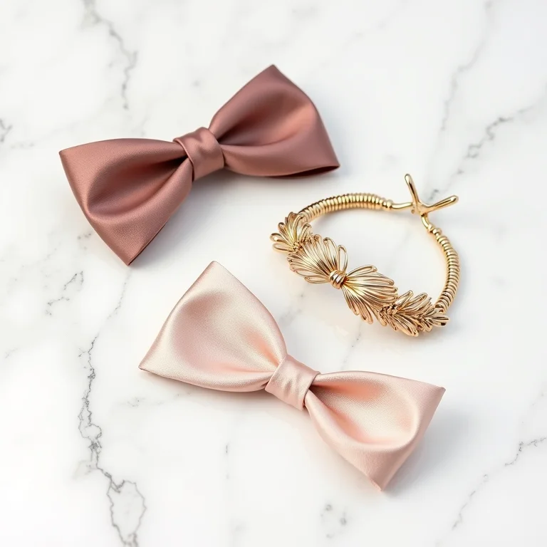 Acessórios de cabelo feitos de seda, couro e metal