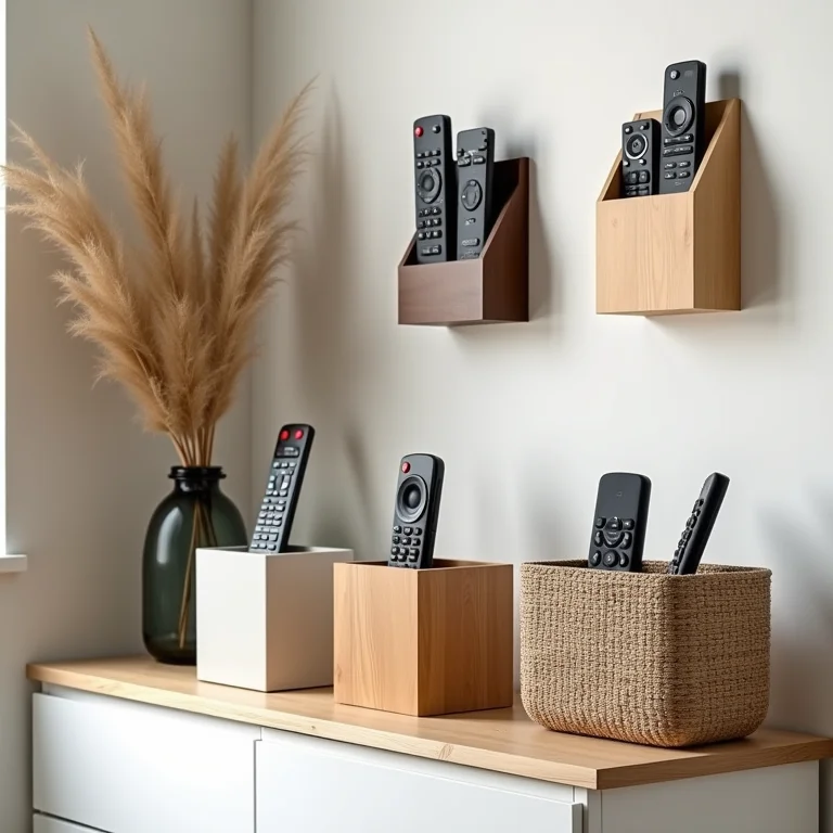 Alternativas criativas para organizar controles remotos.