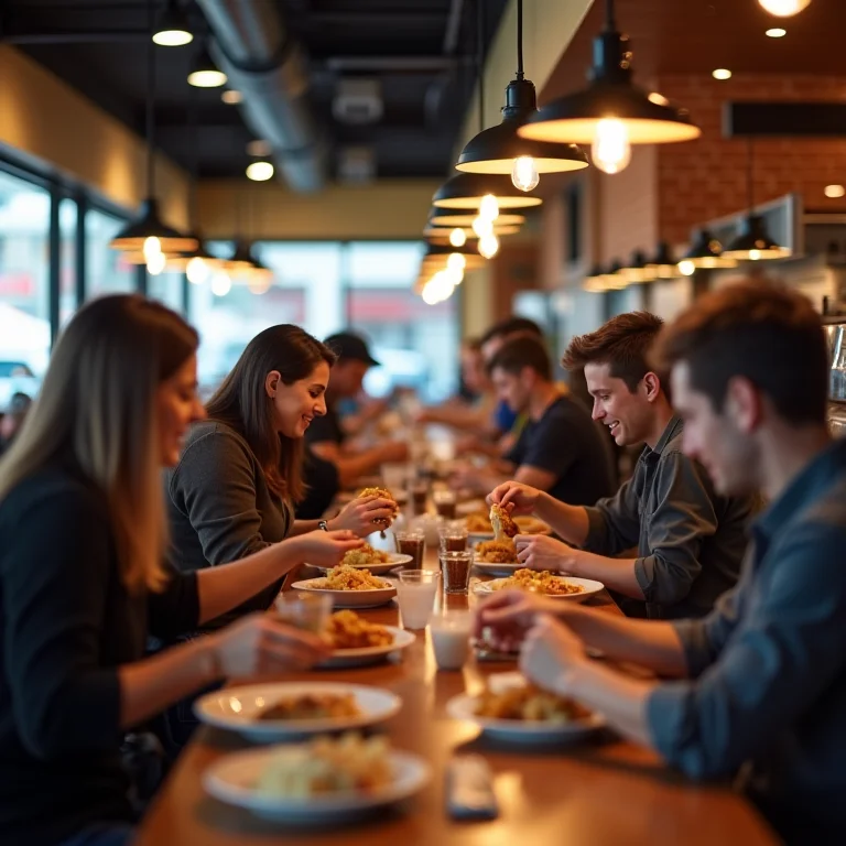 Ambientes movimentados de franquias de alimentação