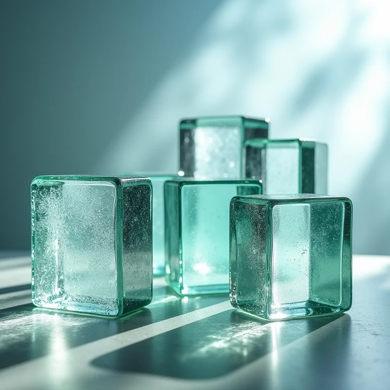 Amostras de tijolos de vidro para balcões.