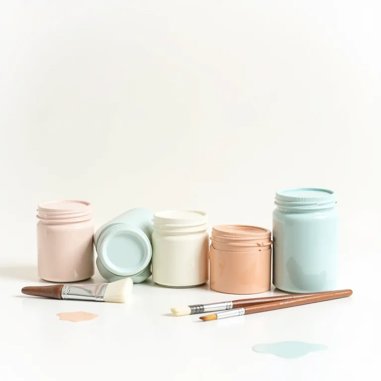 Amostras de tinta e pincéis.