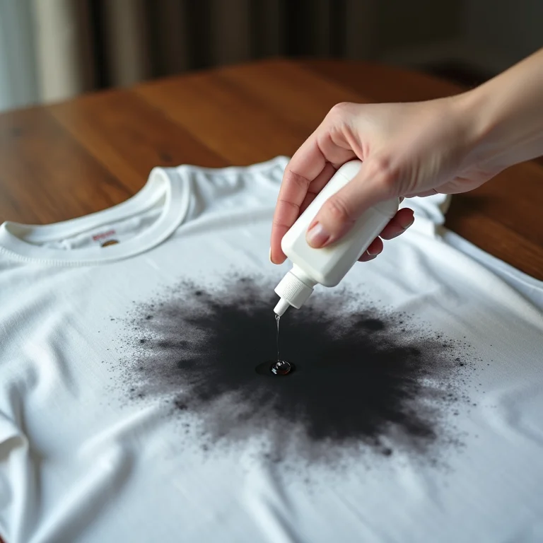 Aplicando detergente neutro na mancha de carvão.