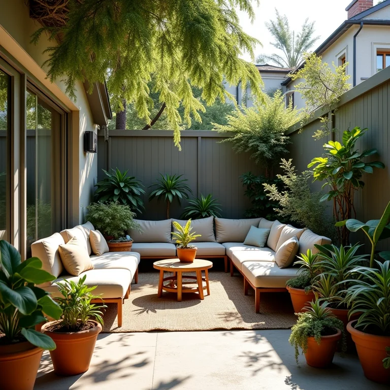 Área de lazer superlotada com móveis e decoração em excesso