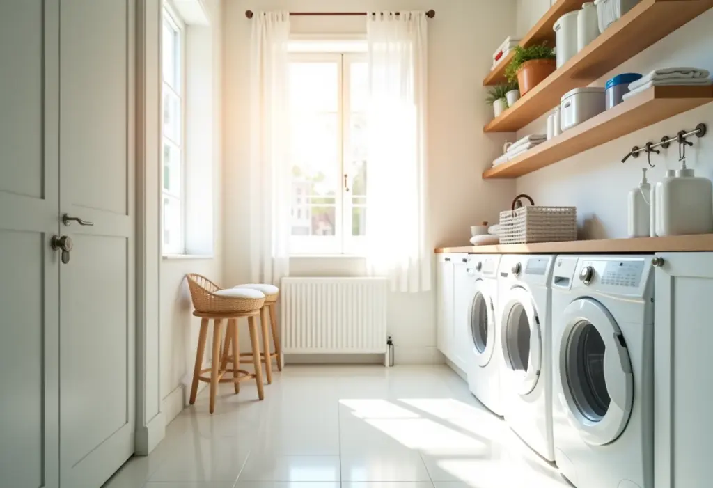 Área de serviço organizada e bem iluminada