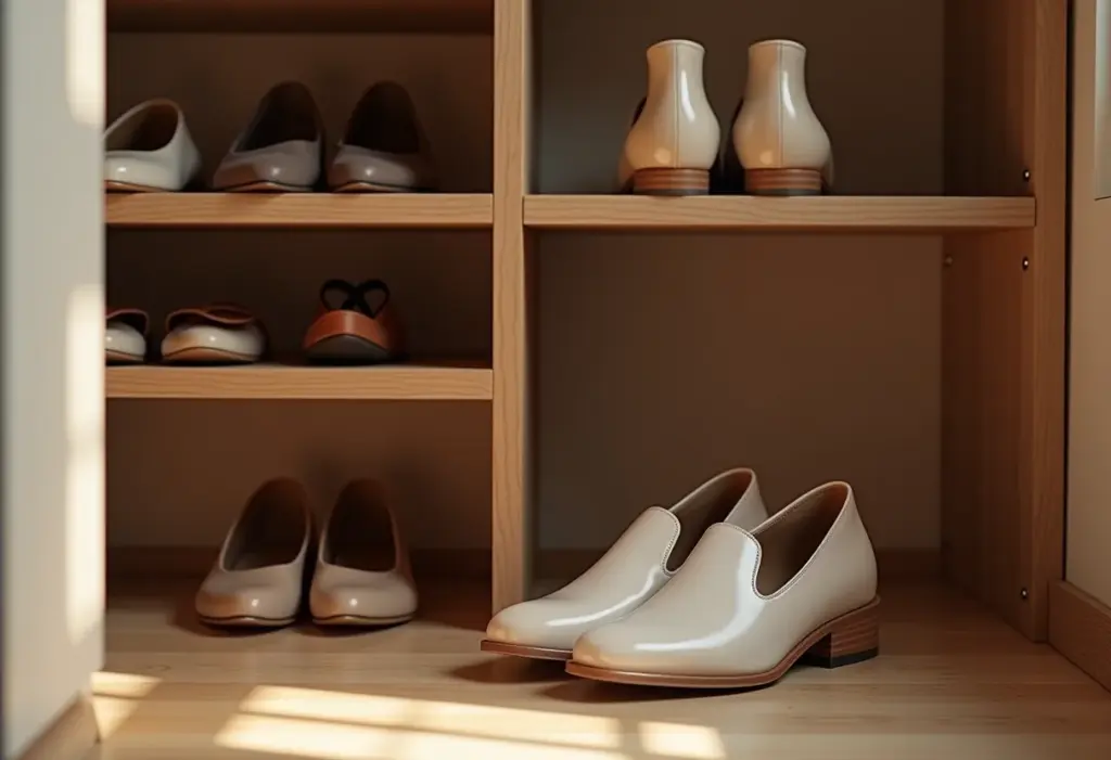 Armário de sapatos para idosos com calçados seguros e confortáveis.