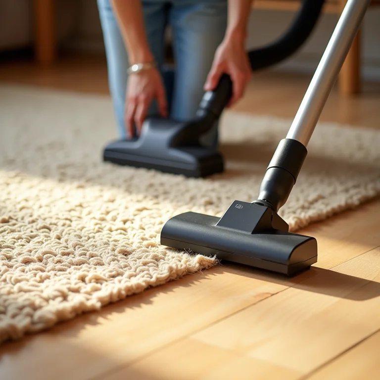 Aspirando um tapete de sisal