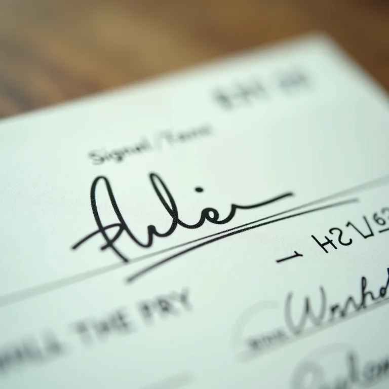 Assinatura falsificada em um cheque