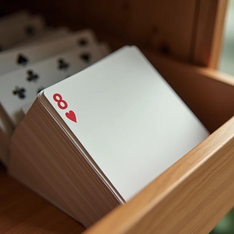 Baralho de cartas posicionado estrategicamente em prateleira