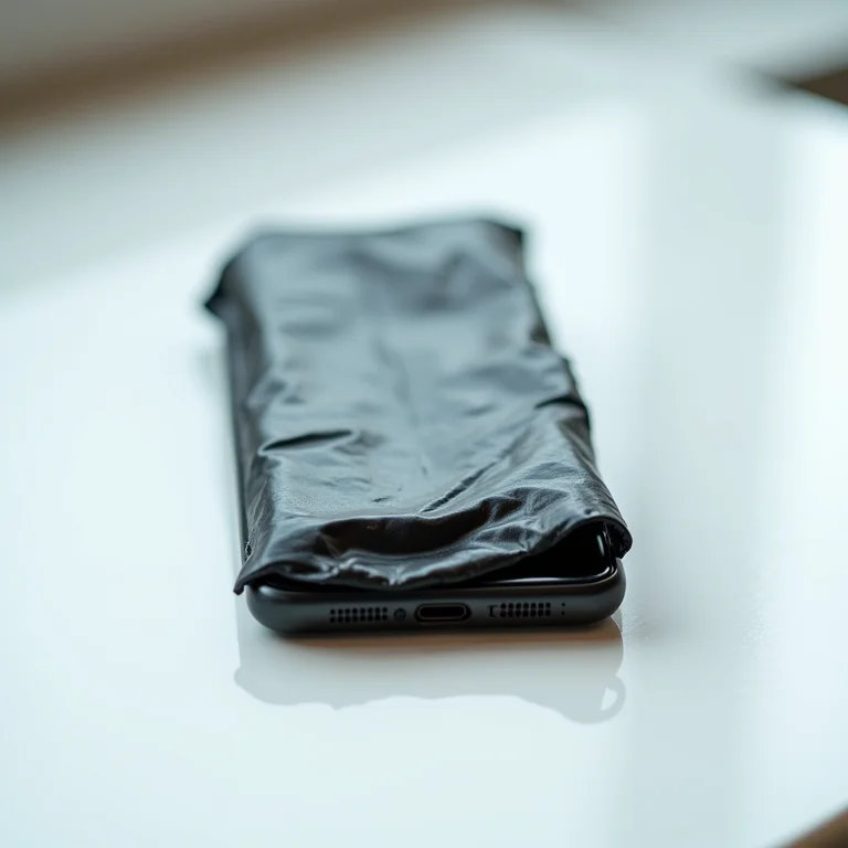 Bateria de celular danificada e inchada.