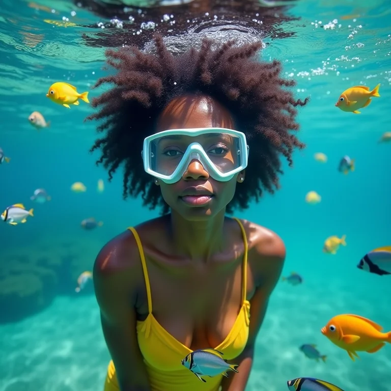 Biodiversidade do Rio Sucuri com mulher negra