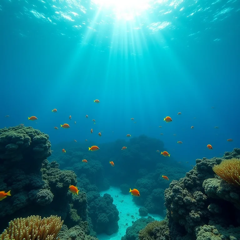 Biodiversidade marinha rica nos recifes de Fernando de Noronha.