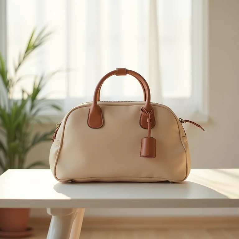 Bolsa bowling em um cenário minimalista