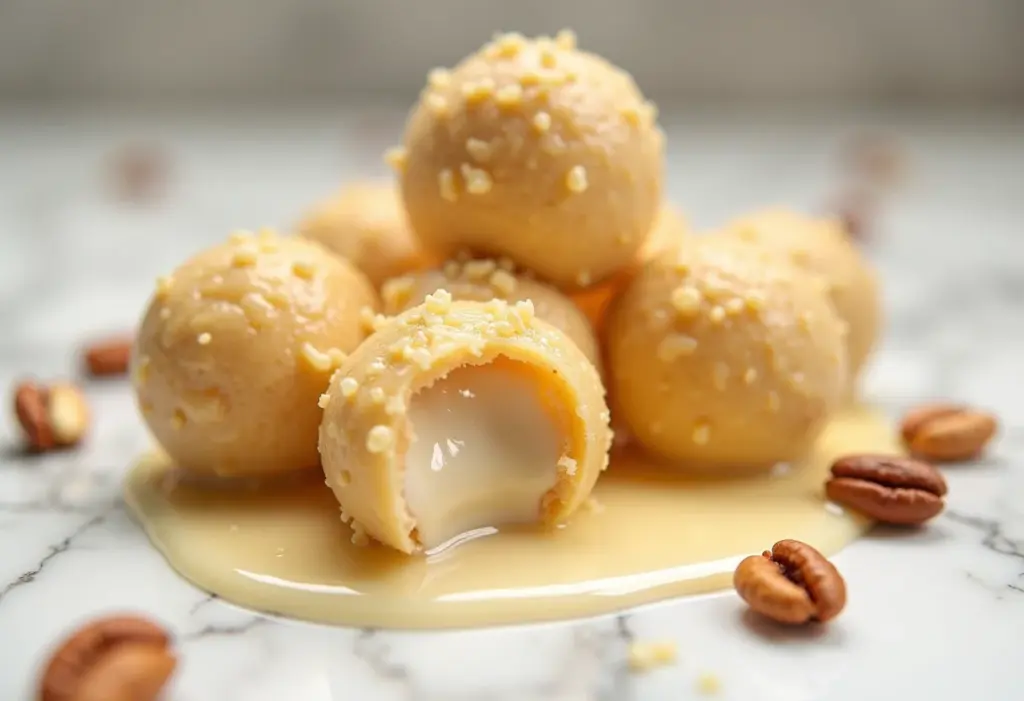 Brigadeiro de macadâmia cremoso com nozes espalhadas