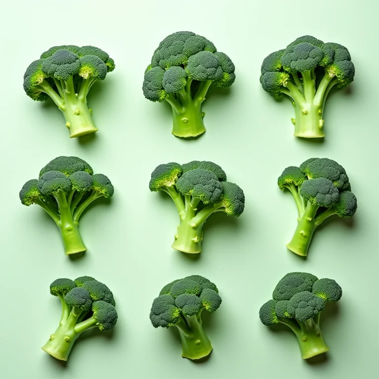 Brócolis fresco disposto em um padrão artístico.
