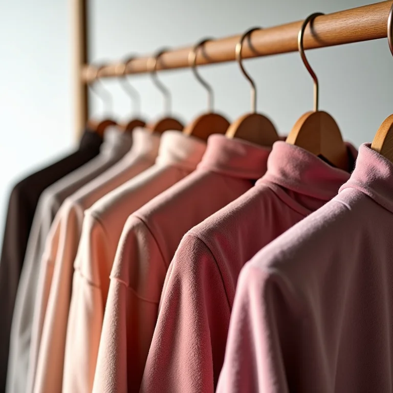 Cabides de veludo de diversas cores.