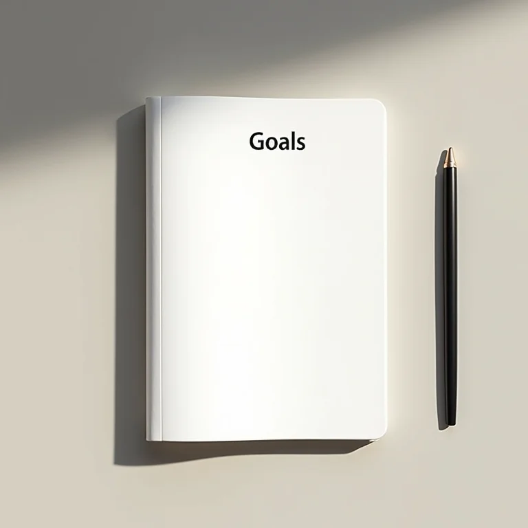 Caderno com a palavra 'Metas' escrita na primeira página.