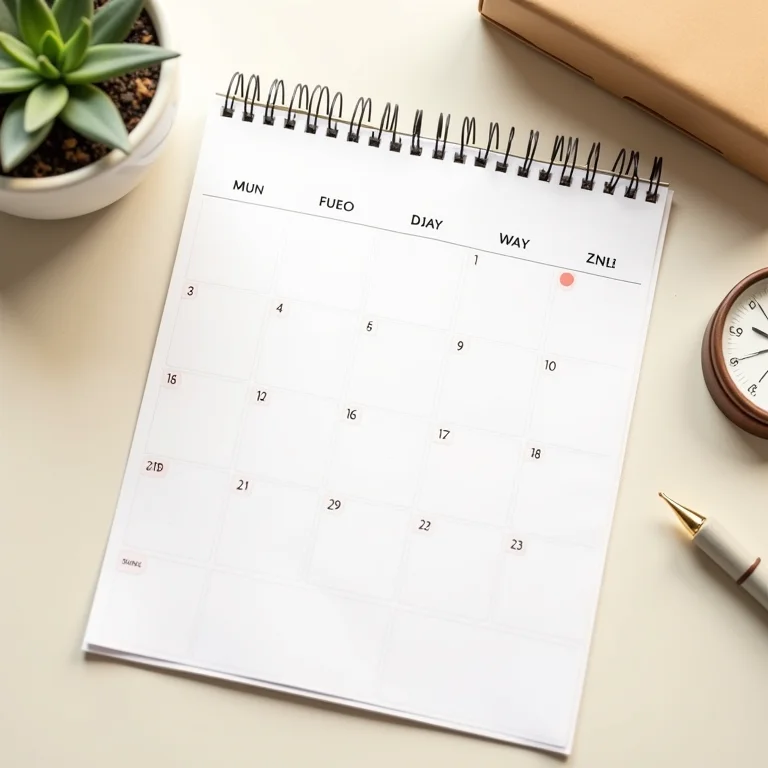 Calendário com dias úteis destacados e um pacote