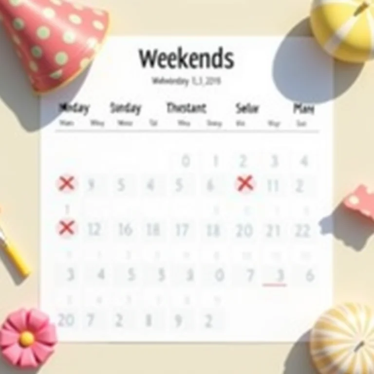 Calendário marcando feriados e finais de semana