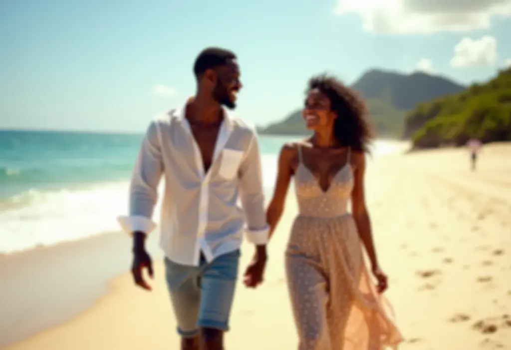 Casal negro aproveitando a lua de mel em Fernando de Noronha