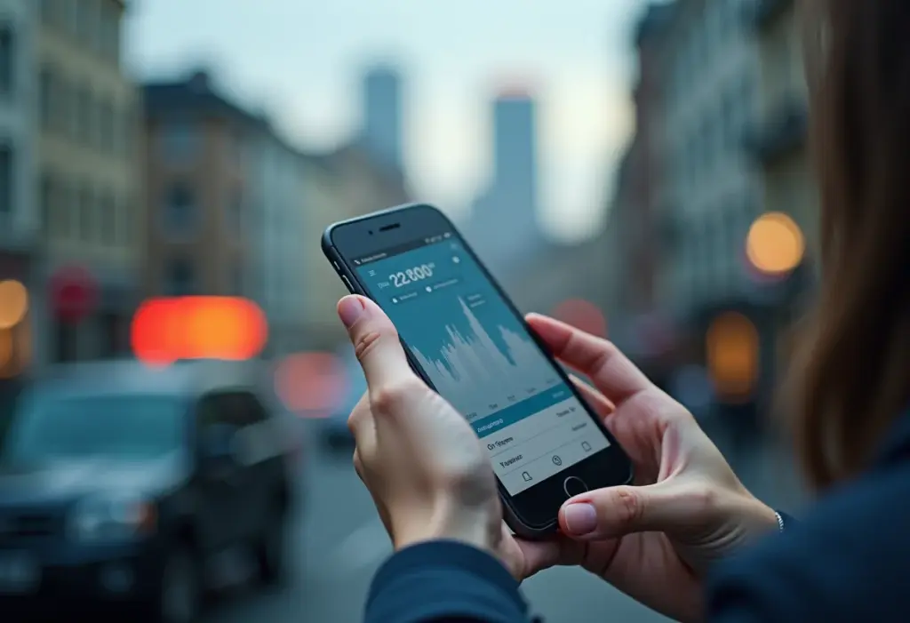 Celular sendo rastreado em uma cidade