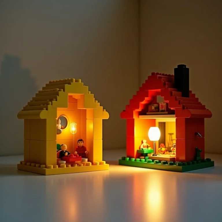 Comparativo entre um Lego Light Brick antigo e uma aplicação moderna