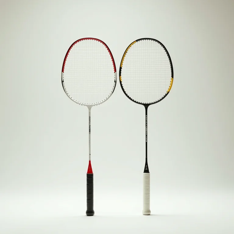 Comparativo visual entre peteca e raquete de badminton.