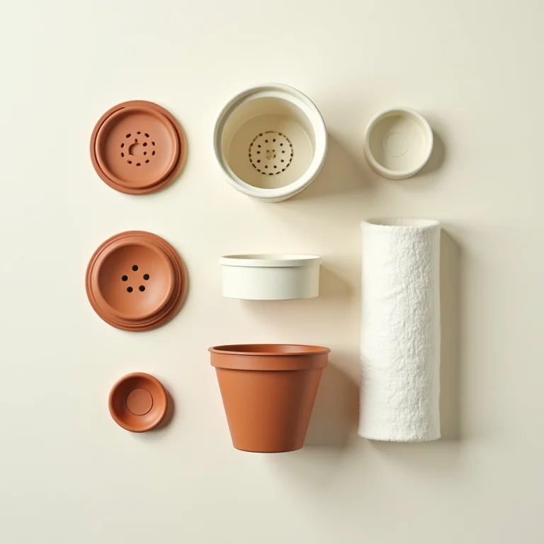 Componentes de um vaso autoirrigável