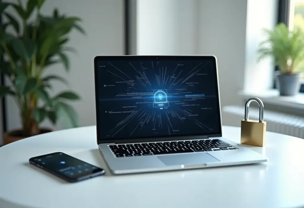 Conceito visual de segurança digital com gerenciador de senhas