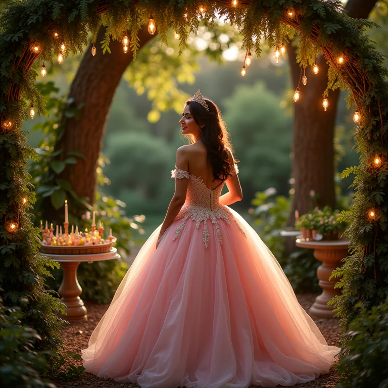 Decoração temática 'Floresta Encantada' para festa de 15 anos