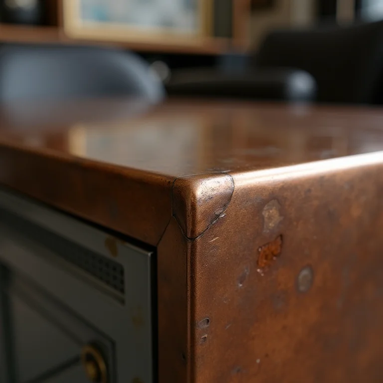 Detalhe de diferentes acabamentos de metal incompatíveis em móveis