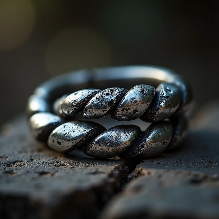 Detalhe de joias de prata escurecidas