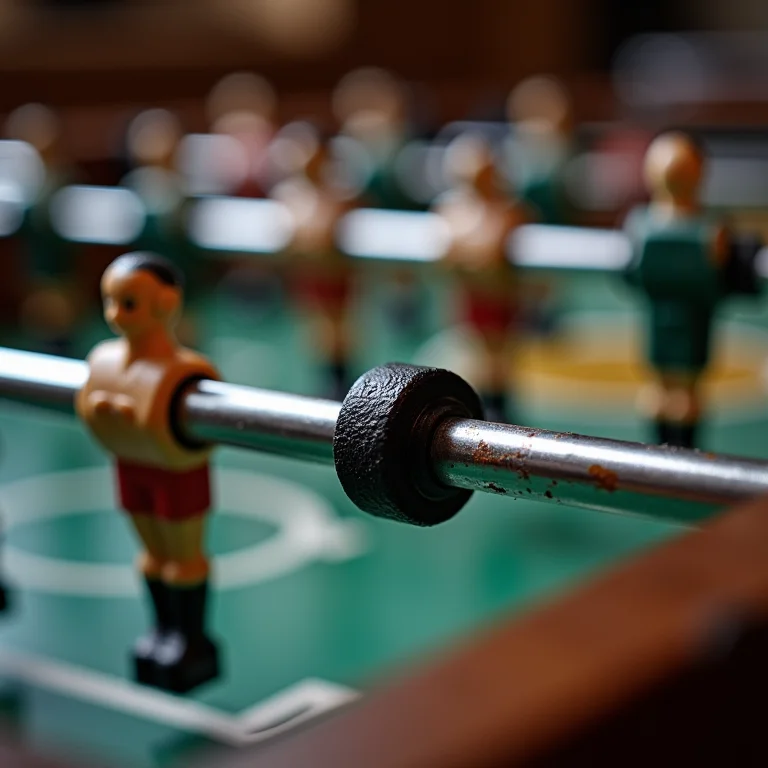 Detalhe de mesa de pebolim usada