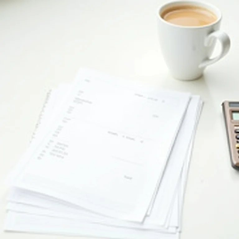 Documentos financeiros e calculadora em uma mesa