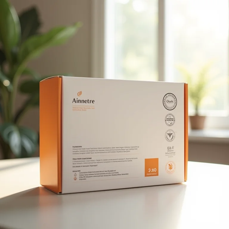 Embalagem de cabo de celular com selos de certificação.