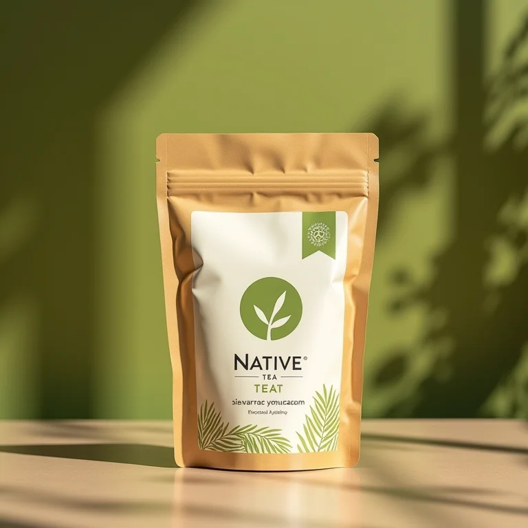 Embalagem minimalista e eco-friendly do chá Native
