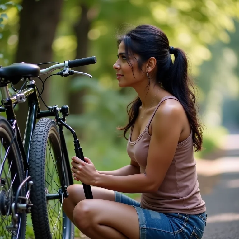 Enchendo o pneu da bicicleta