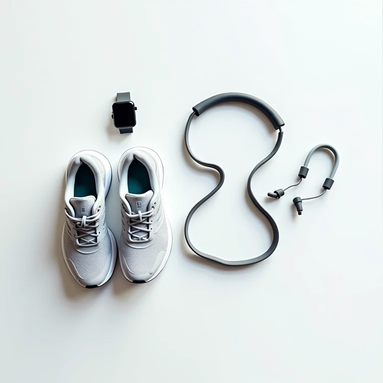 Equipamentos esportivos em um fundo branco.