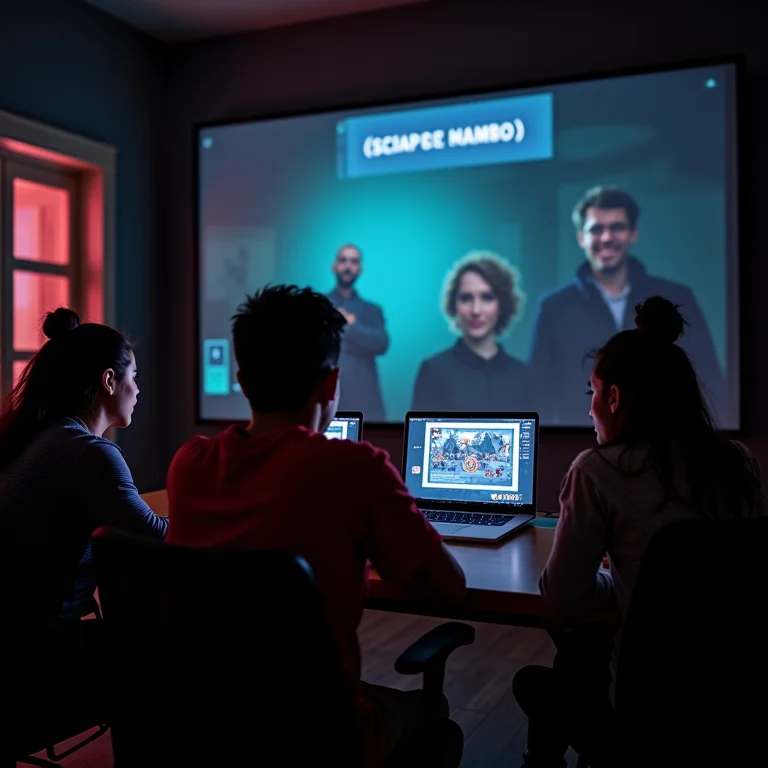 Equipe jogando escape room online