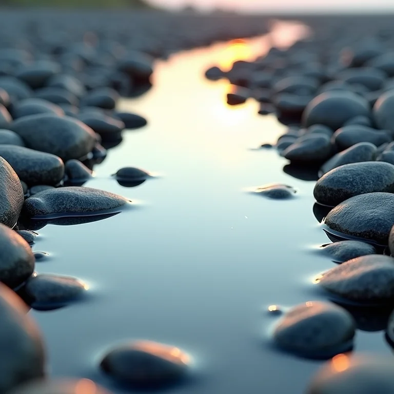 Espelho decorado com pedras de rio
