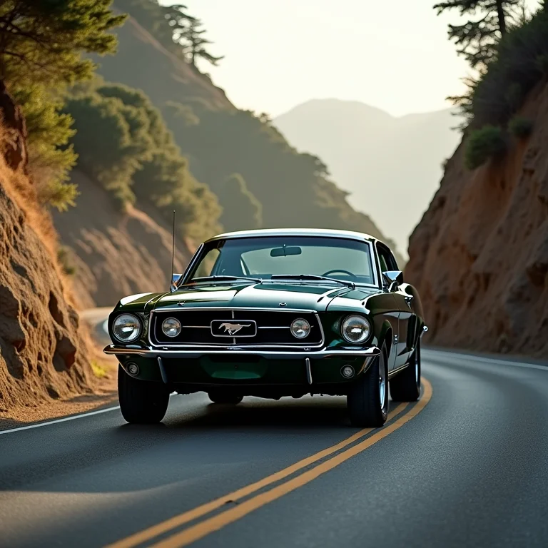 Ford Mustang GT verde em ladeira de São Francisco, referência ao filme Bullitt