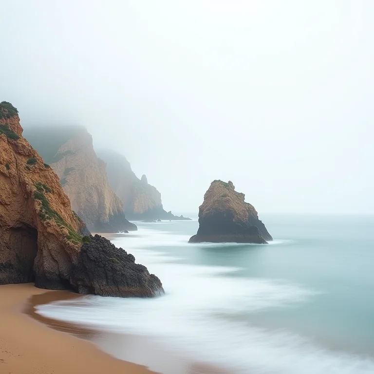Formações rochosas e águas calmas na Praia das Castanheiras em Guarapari
